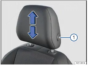 Volkswagen ID.3. Fig. 1 Adjusting the front head restraint (general example).