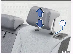 Volkswagen ID.3. Fig. 2 Adjusting the rear head restraint (general example).