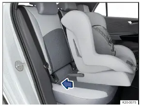 Volkswagen ID.3. Fig. 1 Fitting a child restraint with arms (general example).