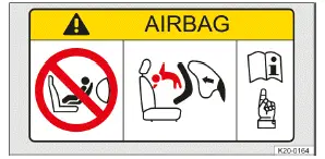 Volkswagen ID.3. Fig. 1 On the sun visor: airbag label (general example).