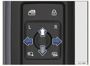 Volkswagen ID.3. Fig. 1 In the driver door: knob for the outside mirrors.