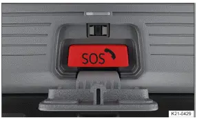 Volkswagen ID.3. Fig. 2 Located on the roof console: Emergency Call Service button.