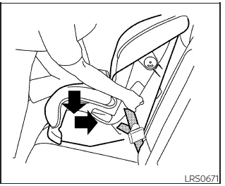 Nissan Frontier tightening LATCH straps by compressing seat cushion step 5