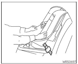 Nissan Frontier checking stability of installed forward facing child seat step 7