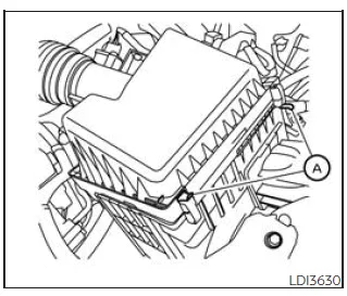 Nissan Frontier air cleaner housing and filter element location under hood