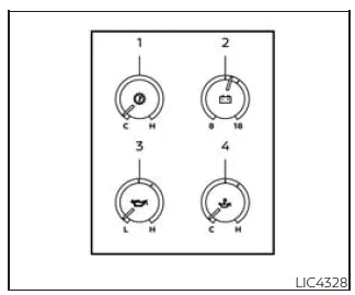 Nissan Frontier auxiliary gauges showing transmission temperature voltmeter oil pressure and oil temperature