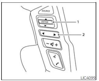 Nissan Frontier steering wheel controls for vehicle information display navigation