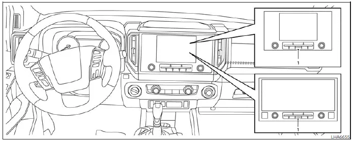 Nissan Frontier rearview monitor camera button and display interface