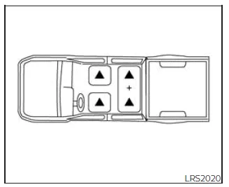 Nissan Frontier crew cab seating positions with head restraints illustration