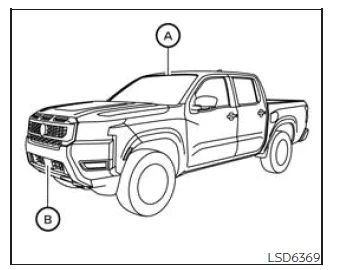 Nissan Frontier AEB system radar and camera sensor locations