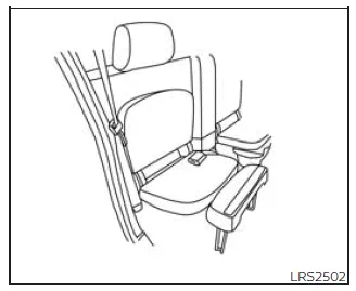 Nissan Frontier jump seat fully opened for booster seat installation