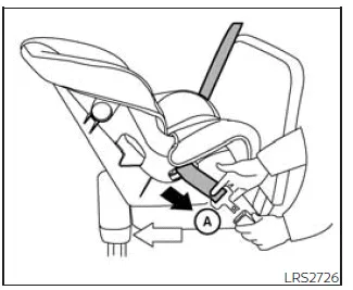 Nissan Frontier routing seat belt through rear facing child restraint on jump seat step 3