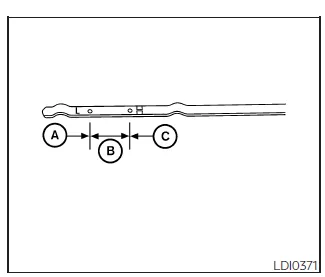 Nissan Frontier dipstick showing proper oil level between high and low marks