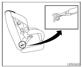 Nissan Frontier LATCH webbing mounted child seat attachment connection