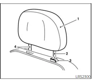 Nissan Frontier adjustable head restraint components including stalks and lock knob
