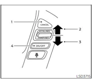 Nissan Frontier conventional cruise control steering wheel buttons