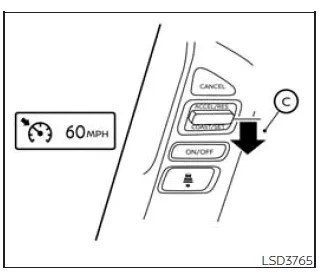 Nissan Frontier cruise control activation and set speed process