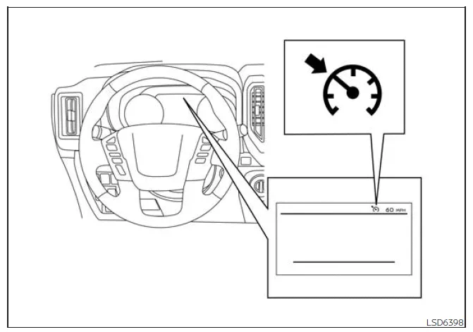 Nissan Frontier cruise control indicator status and warning display