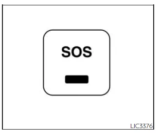 Nissan Frontier SOS emergency call button located near overhead console