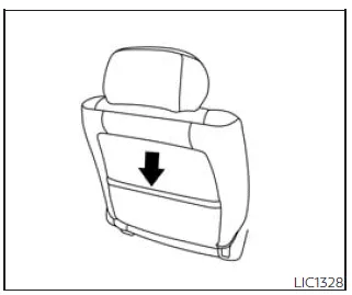 Nissan Frontier passenger seatback pocket for storing maps and documents