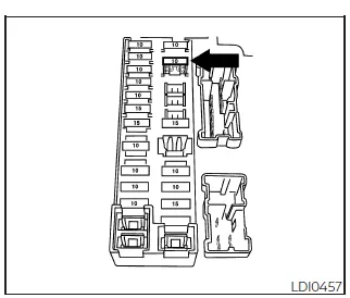 Nissan Frontier fuse installation example showing type A fuse in type B slot