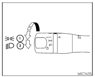 Nissan Frontier headlight control switch Type A showing lighting positions and controls