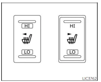 Nissan Frontier heated seat controls showing LO and HI settings