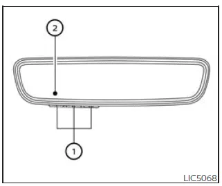 Nissan Frontier HomeLink buttons and indicator lights located on overhead console