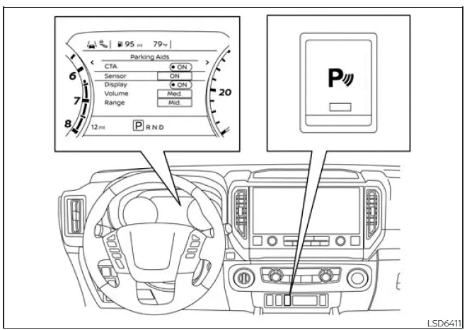 Nissan Frontier RSS settings screen in vehicle information display