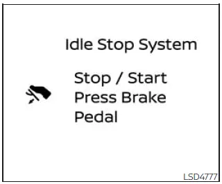 Nissan Frontier Idling Stop guidance message press brake pedal further