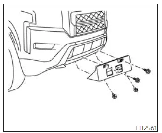 Nissan Frontier front license plate installation bracket position