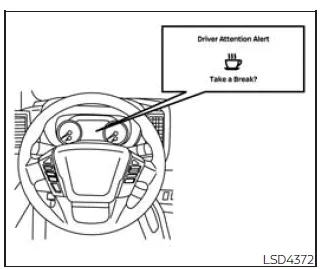 Nissan Frontier I-DA system display warning take a break message