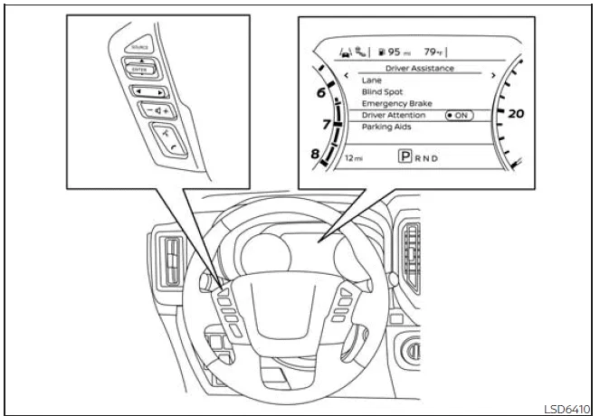 Nissan Frontier driver assistance settings menu I-DA system activation