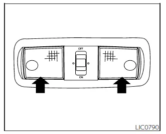 Nissan Frontier front map lights integrated into overhead console
