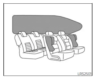 Nissan Frontier SRS airbag warning label and system identification illustration