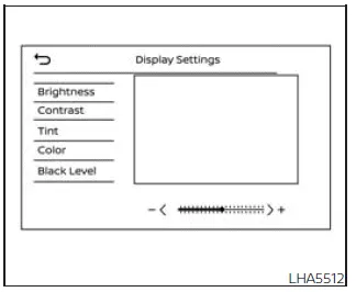 Nissan Frontier camera display settings brightness contrast adjustment screen