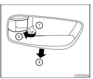 Nissan Frontier interior door lock knob position illustration