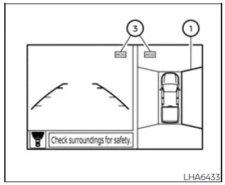 Nissan Frontier MOD system front and bird eye view detection zones