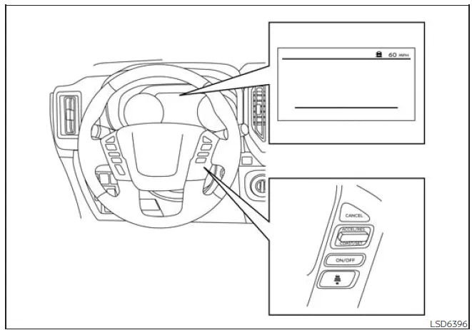 Nissan Frontier Intelligent Cruise Control following distance adjustment illustration