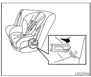 Nissan Frontier forward facing child seat installation with LATCH rigid mounted attachment step 2