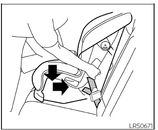 Nissan Frontier tightening LATCH straps by compressing seat cushion step 4
