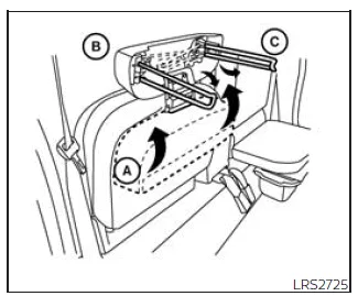 Nissan Frontier jump seat extension unfolding for child seat installation step 2