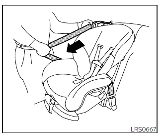 Nissan Frontier pulling seat belt fully to activate ALR mode step 5
