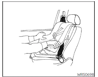 Nissan Frontier checking stability of forward facing child seat step 9