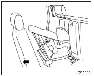 Nissan Frontier positioning rear facing child seat on jump seat step 2