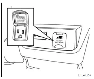 Nissan Frontier 120V outlet inside center console for charging electronics