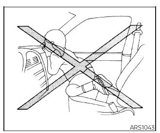 Nissan Frontier child seating position near airbag risk illustration