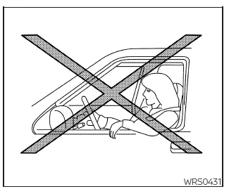 Nissan Frontier warning not to lean against door near side airbag