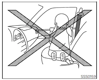 Nissan Frontier side airbag deployment zone warning illustration