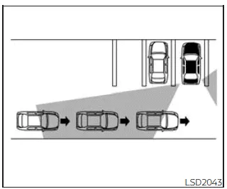 Nissan Frontier RCTA multiple vehicles approaching scenario illustration